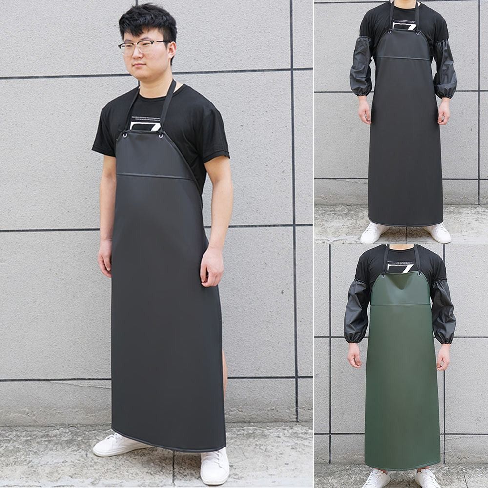 Home Cooking Work - Durable PU Leather Kitchen Apron Waterproof