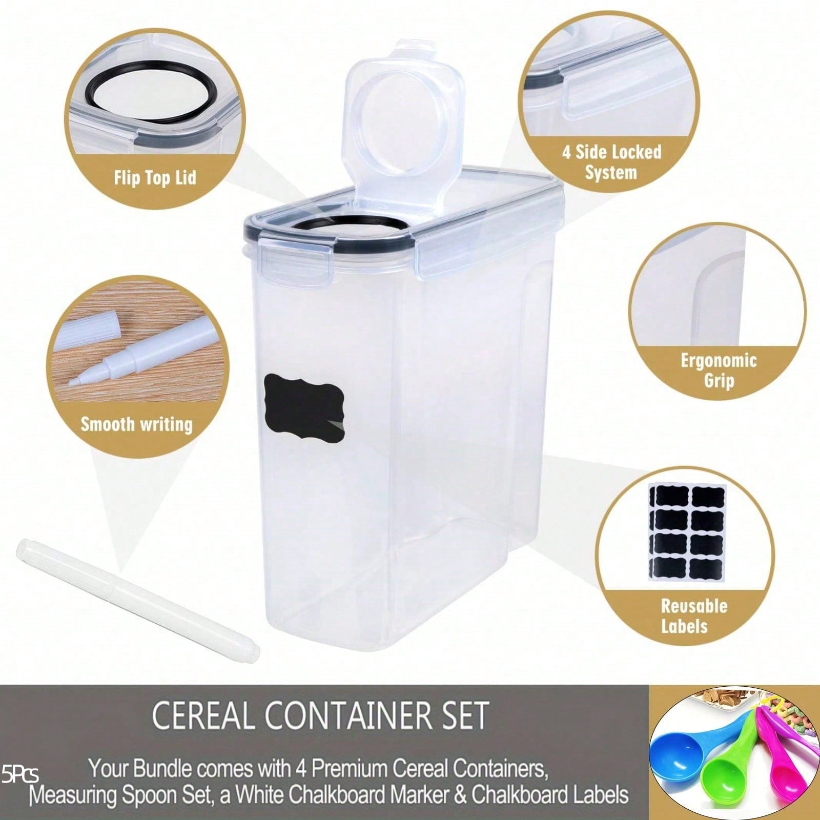 4 Pack Airtight Cereal & Dry F - đánh giá và giá Home Cooking Food